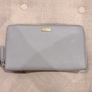 Kate Spade large travel wallet, dusty blue color